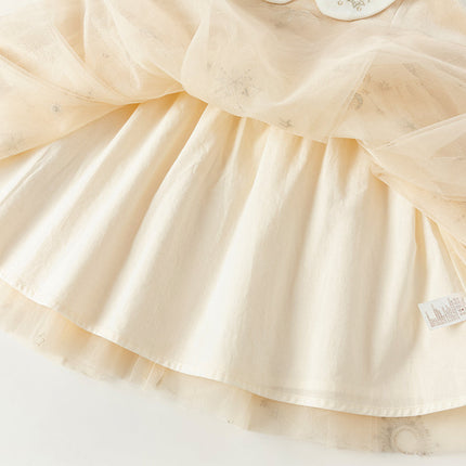 Toddler Girls Apricot-yellow Delicate Mesh Princess Dress(wallet bag)