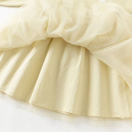Toddler Girls Classic Yellow Mesh A-line Dress