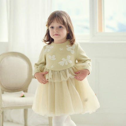 Toddler Girls Classic Yellow Mesh A-line Dress