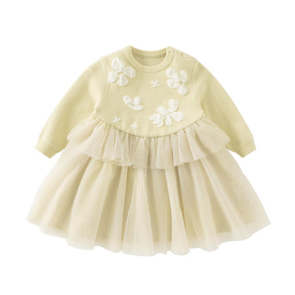 Toddler Girls Classic Yellow Mesh A-line Dress