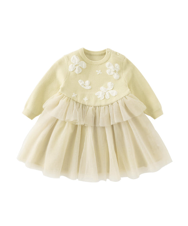 Toddler Girls Classic Yellow Mesh A-line Dress