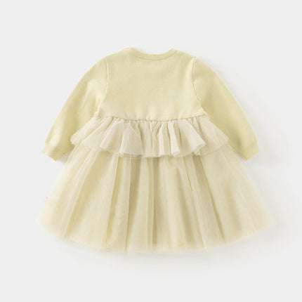 Toddler Girls Classic Yellow Mesh A-line Dress