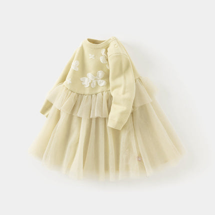 Toddler Girls Classic Yellow Mesh A-line Dress