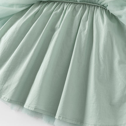 Toddler Girls Elegance Green Fashion Knitted Mesh Princess Dress