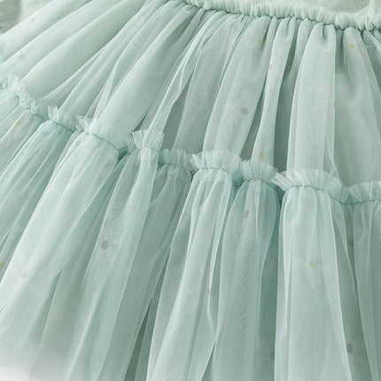 Toddler Girls Elegance Green Fashion Knitted Mesh Princess Dress