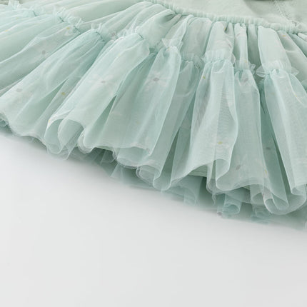 Toddler Girls Elegance Green Fashion Knitted Mesh Princess Dress
