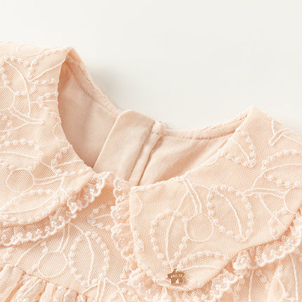 Toddler Girls Adorable Light Pink Doll Collar Mesh Princess Dress