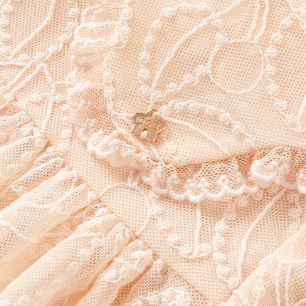 Toddler Girls Adorable Light Pink Doll Collar Mesh Princess Dress