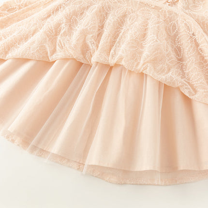 Toddler Girls Adorable Light Pink Doll Collar Mesh Princess Dress