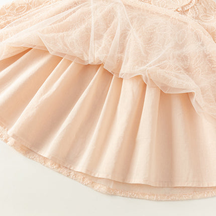 Toddler Girls Adorable Light Pink Doll Collar Mesh Princess Dress