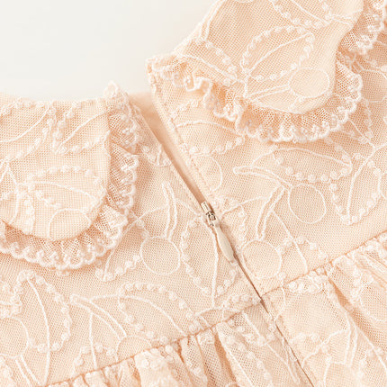 Toddler Girls Adorable Light Pink Doll Collar Mesh Princess Dress