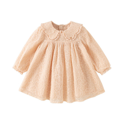 Toddler Girls Adorable Light Pink Doll Collar Mesh Princess Dress