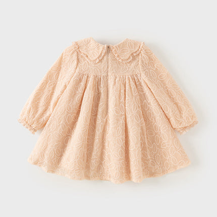 Toddler Girls Adorable Light Pink Doll Collar Mesh Princess Dress