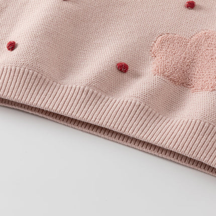 Toddler Girls Grey Pink Knit hooded Cape-style Sweater Tops