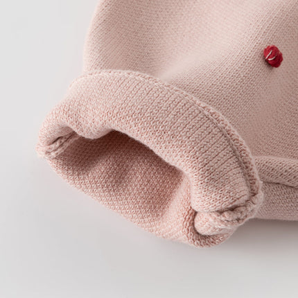 Toddler Girls Grey Pink Knit hooded Cape-style Sweater Tops
