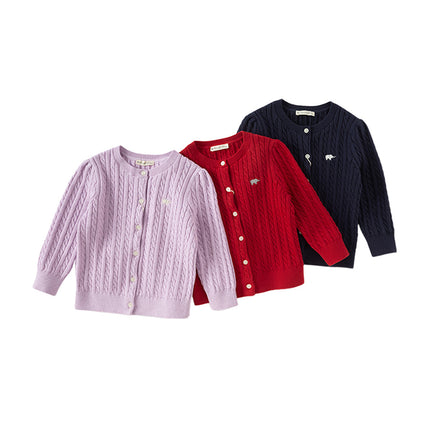 Kids Girls Preppy Knit Sweater-style Cardigans