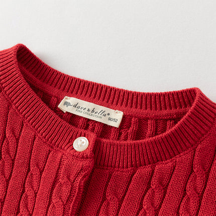 Kids Girls Preppy Knit Sweater-style Cardigans