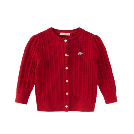 Kids Girls Preppy Knit Sweater-style Cardigans
