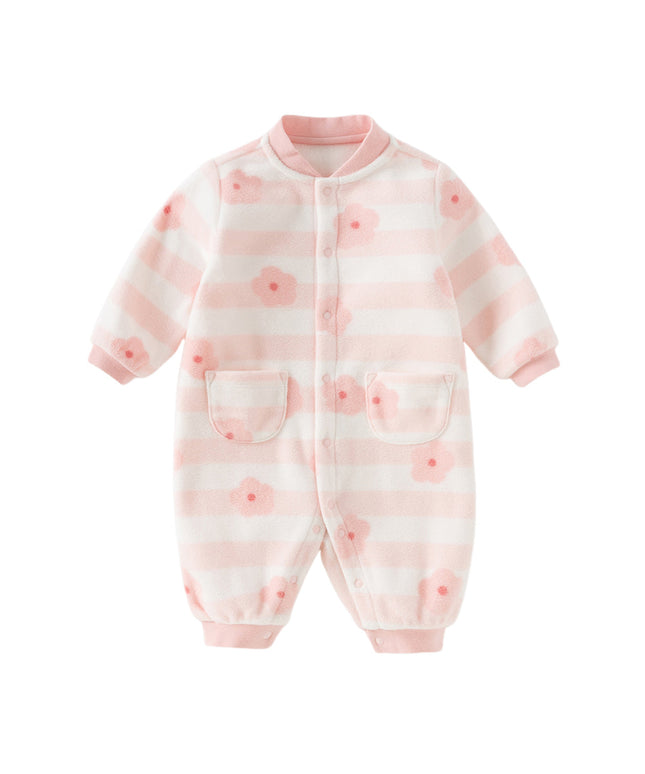 Baby Girls/Boys Print Fleece One-Pieces Romper