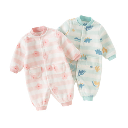 Baby Girls/Boys Print Fleece One-Pieces Romper