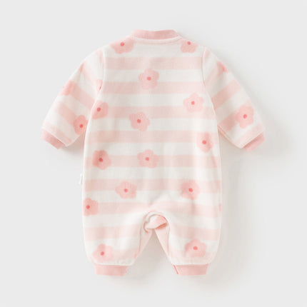 Baby Girls/Boys Print Fleece One-Pieces Romper