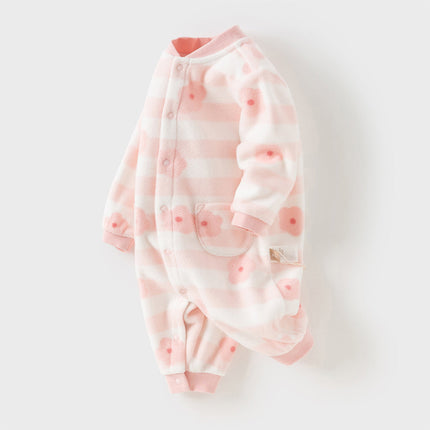 Baby Girls/Boys Print Fleece One-Pieces Romper
