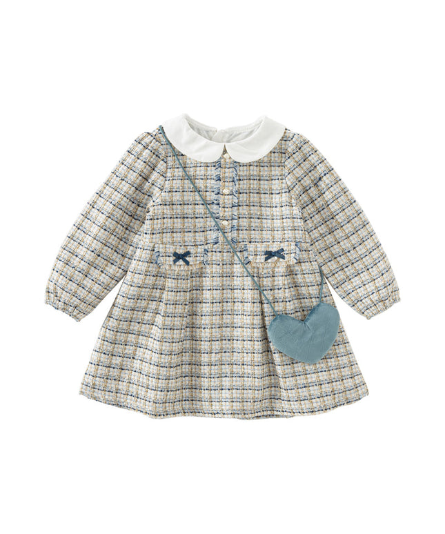 Toddler Girls Elegance Grey Blue A-line Party Dress(wallet bag)