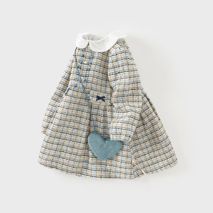 Toddler Girls Elegance Grey Blue A-line Party Dress(wallet bag)