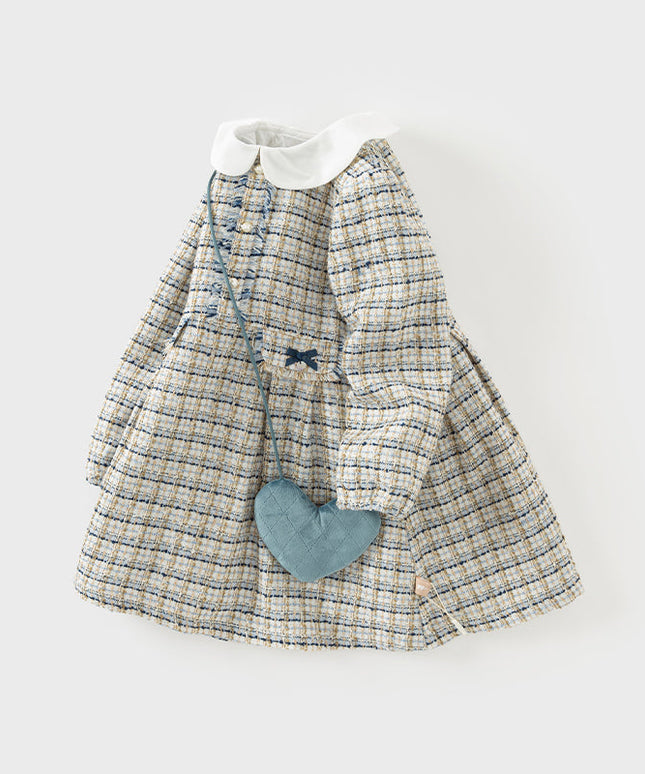 Toddler Girls Elegance Grey Blue A-line Party Dress(wallet bag)