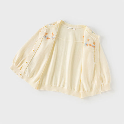 Toddler Girls Vivid Cotton Yellowr Long-sleeved Cardigans