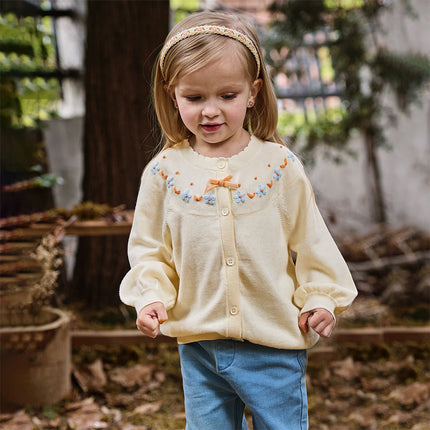 Toddler Girls Vivid Cotton Yellowr Long-sleeved Cardigans