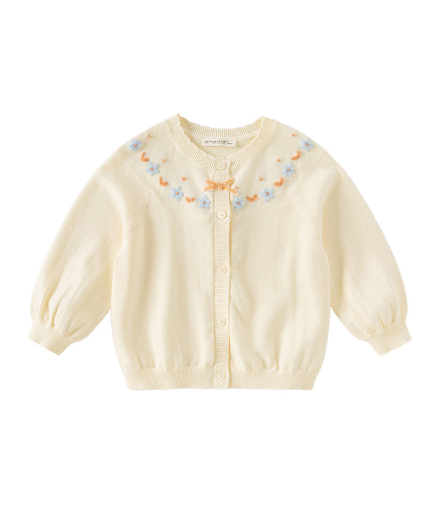 Toddler Girls Vivid Cotton Yellowr Long-sleeved Cardigans