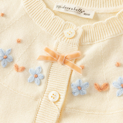 Toddler Girls Vivid Cotton Yellowr Long-sleeved Cardigans