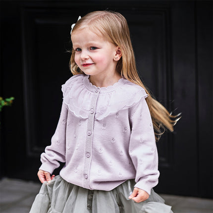 Toddler Girls Cotton Adorable Purple Cardigans