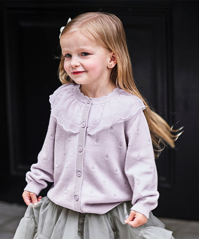 Toddler Girls Cotton Adorable Purple Cardigans