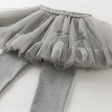 Toddler Girls Grey Cute Mesh Skirt Leggings Pants