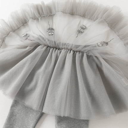 Toddler Girls Grey Cute Mesh Skirt Leggings Pants