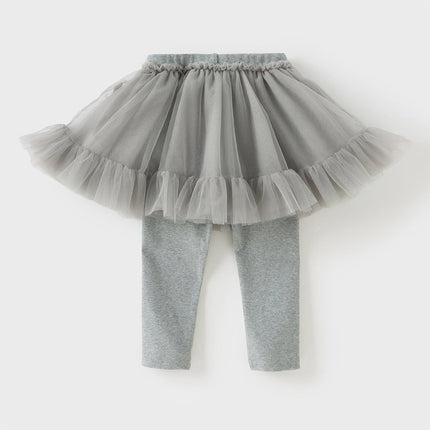 Toddler Girls Grey Cute Mesh Skirt Leggings Pants