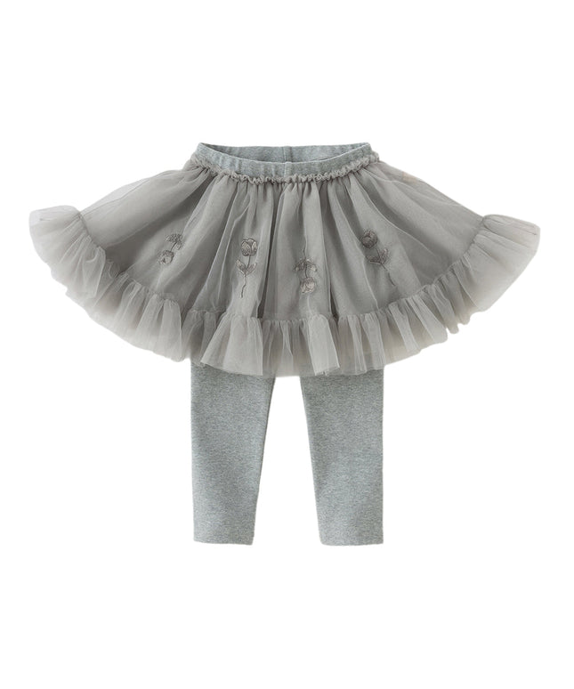 Toddler Girls Grey Cute Mesh Skirt Leggings Pants