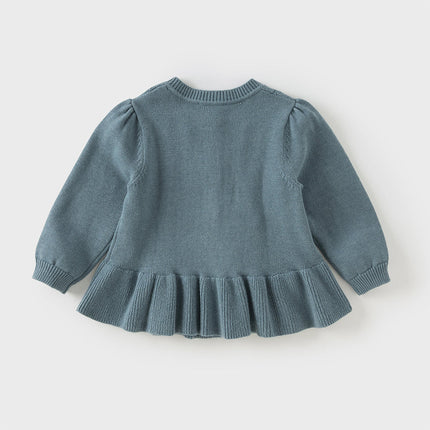 Toddler Girls Blue Cotton Dress-style Cardigans
