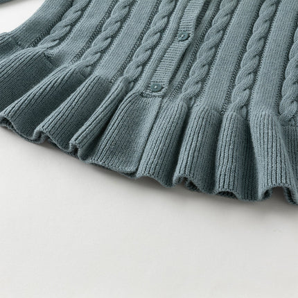 Toddler Girls Blue Cotton Dress-style Cardigans