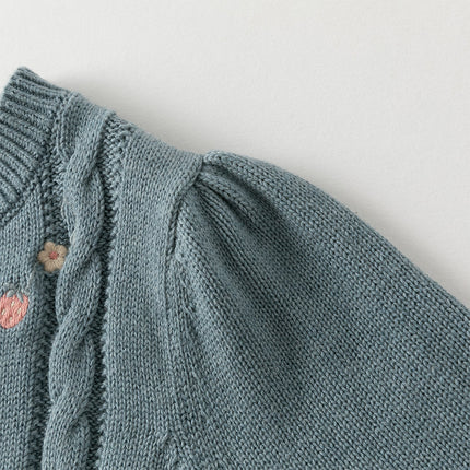 Toddler Girls Blue Cotton Dress-style Cardigans