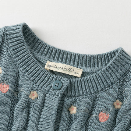 Toddler Girls Blue Cotton Dress-style Cardigans