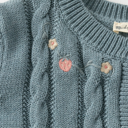 Toddler Girls Blue Cotton Dress-style Cardigans