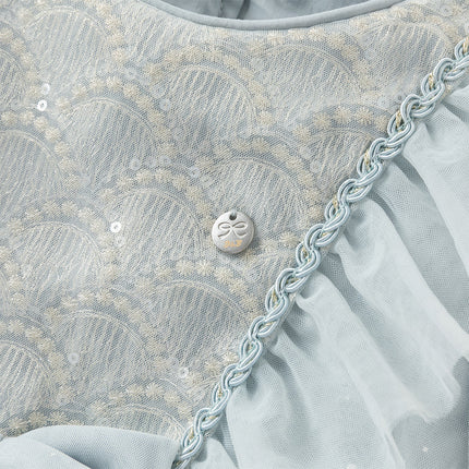 Toddler Girls Elegance Grey Blue Mesh Charming Princess Dress