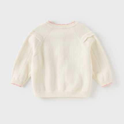 Kids Girls Cotton Fashion Flower Embroidery Knit Cardigans