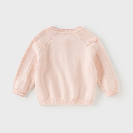 Kids Girls Cotton Fashion Flower Embroidery Knit Cardigans