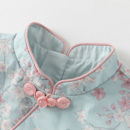 Toddler Girls Elegance Chinese Style Mesh Floral A-line Party Dress