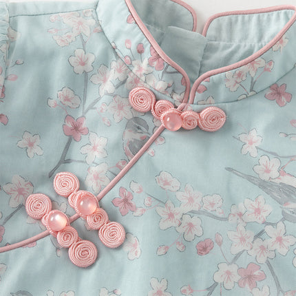 Toddler Girls Elegance Chinese Style Mesh Floral A-line Party Dress