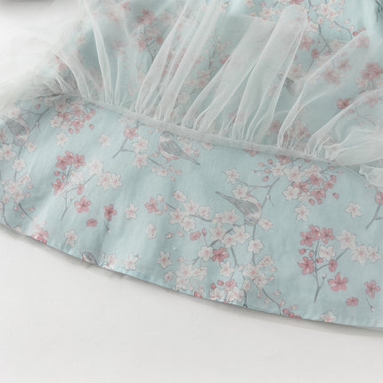 Toddler Girls Elegance Chinese Style Mesh Floral A-line Party Dress